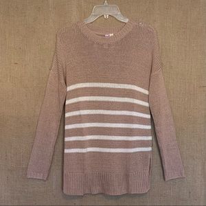 ALYA Sweater Mauve w/ Cream Stripes Medium